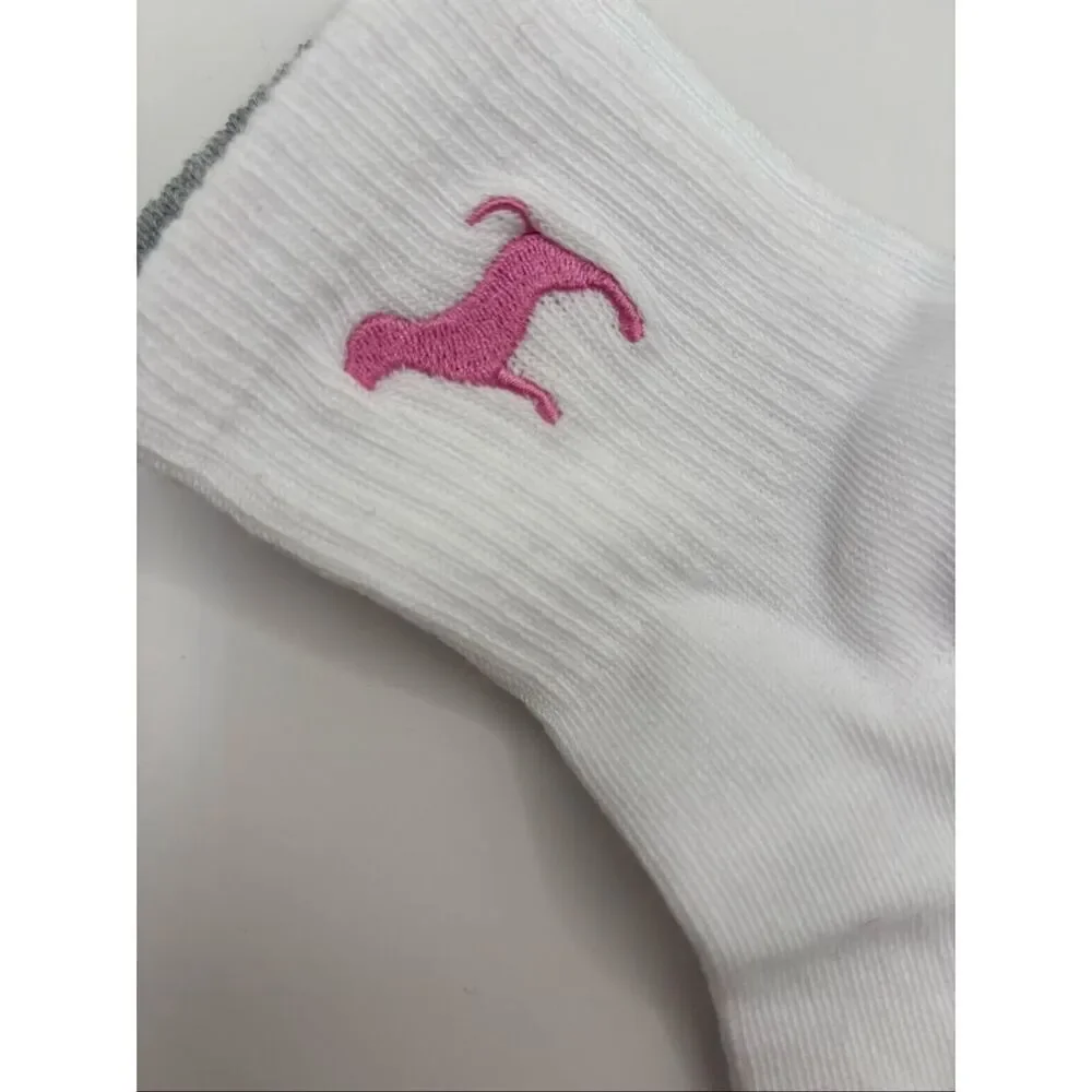 PINK Victoria’s Secret 2-Pack Quarter Socks White Gray NWT